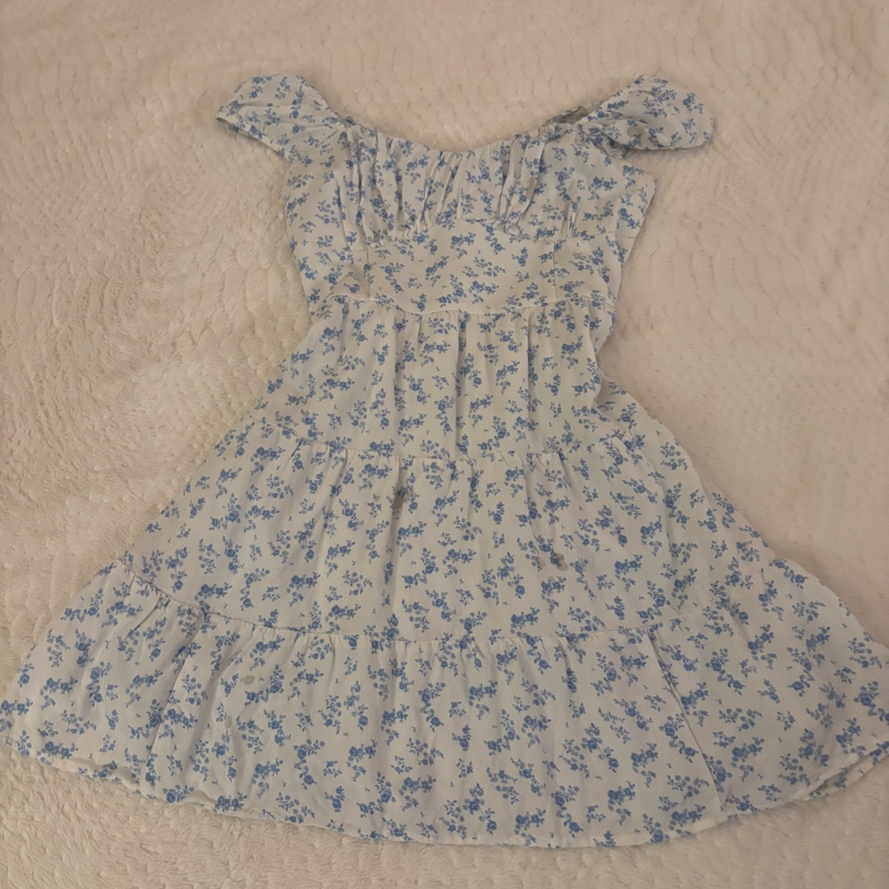 Hollister Blue and White Smocked Dress